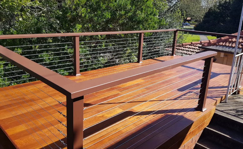 Raised timber deck at rear of house
